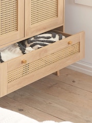 Birlea Brown Croxley Double 1 Drawer Rattan Wardrobe - Image 3 of 7