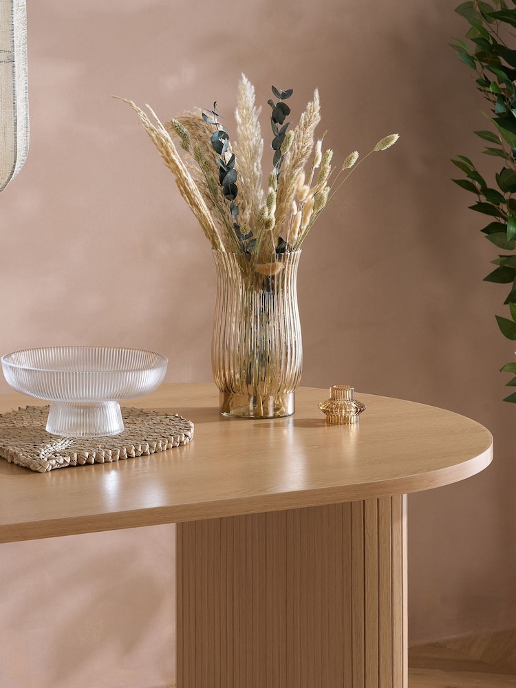 Birlea Brown Axel Oval Fluted Dining Table - Image 2 of 4