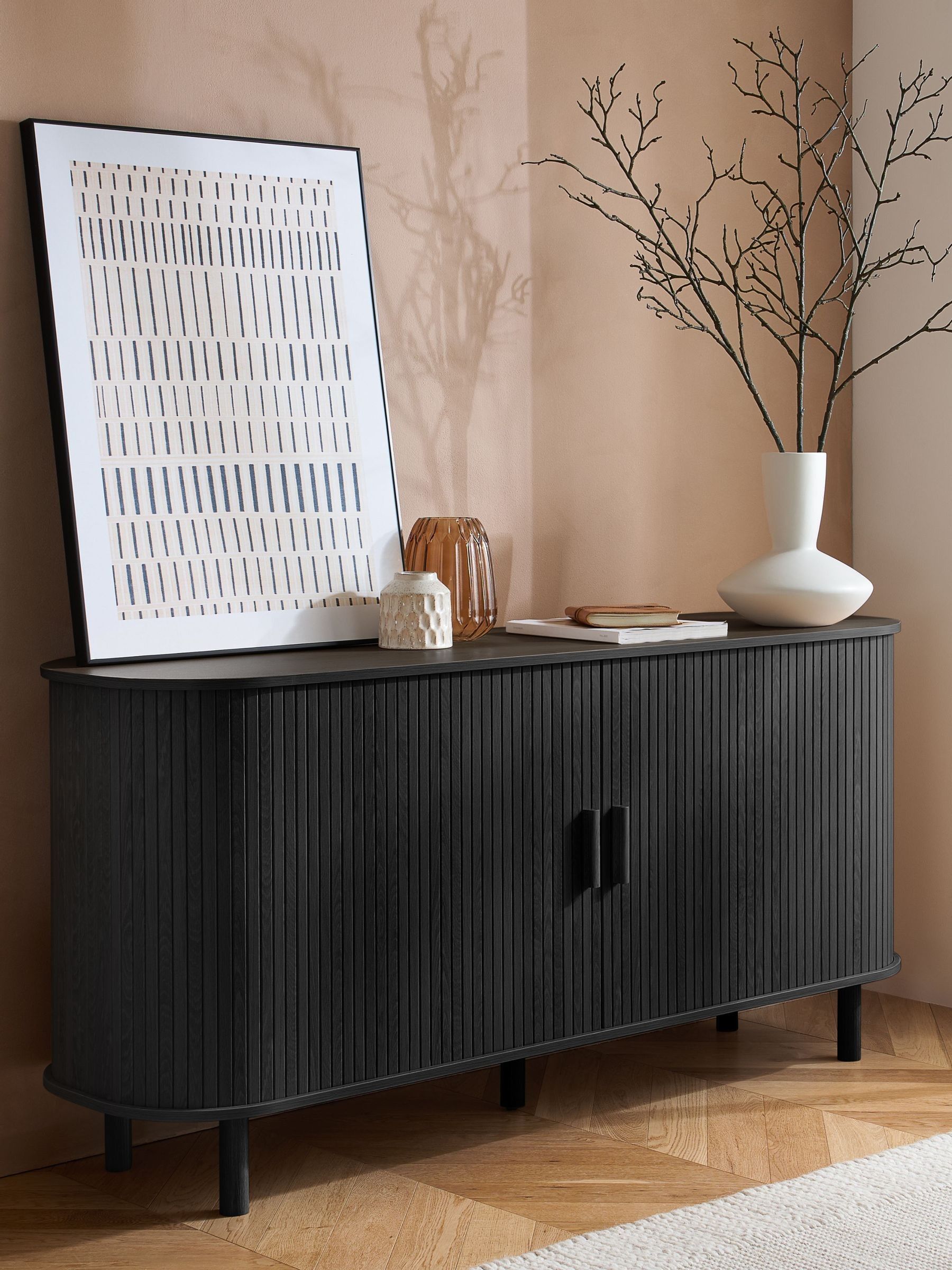 Axel 2 Door Fluted Sideboard Birlea in Black - Image 8
