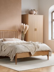 Birlea Brown Axel Double 1 Drawer Fluted Wardrobe - Image 2 of 8