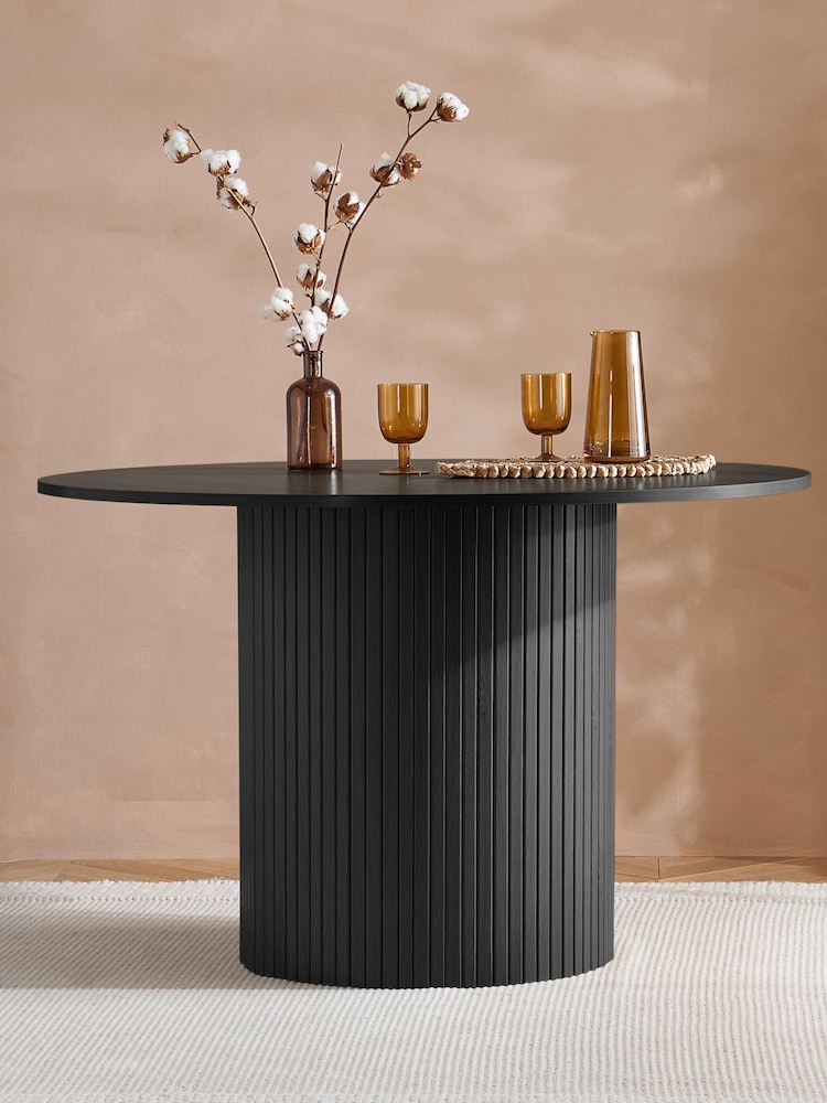 Birlea Black Axel Round Fluted Dining Table Set - Image 1 of 7