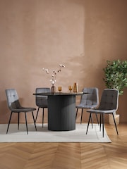 Birlea Black Axel Round Fluted Dining Table Set - Image 2 of 7