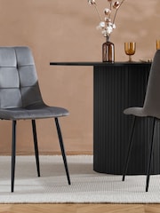 Birlea Black Axel Round Fluted Dining Table Set - Image 6 of 7