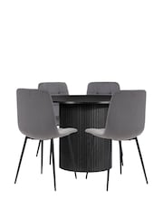 Birlea Black Axel Round Fluted Dining Table Set - Image 7 of 7