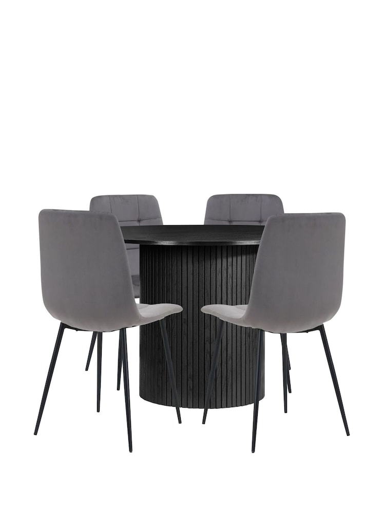 Birlea Black Axel Round Fluted Dining Table Set - Image 7 of 7