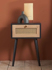 Birlea Black Croxley Rattan 1 Drawer Bedside Table - Image 1 of 4