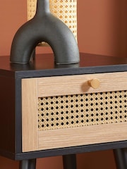 Birlea Black Croxley Rattan 1 Drawer Bedside Table - Image 3 of 4