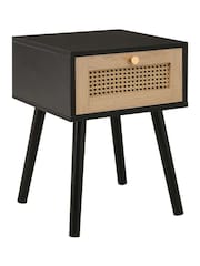 Birlea Black Croxley Rattan 1 Drawer Bedside Table - Image 4 of 4