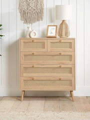 Birlea Brown Croxley 5 Drawer Rattan 5 Drawer Chest - Image 1 of 6