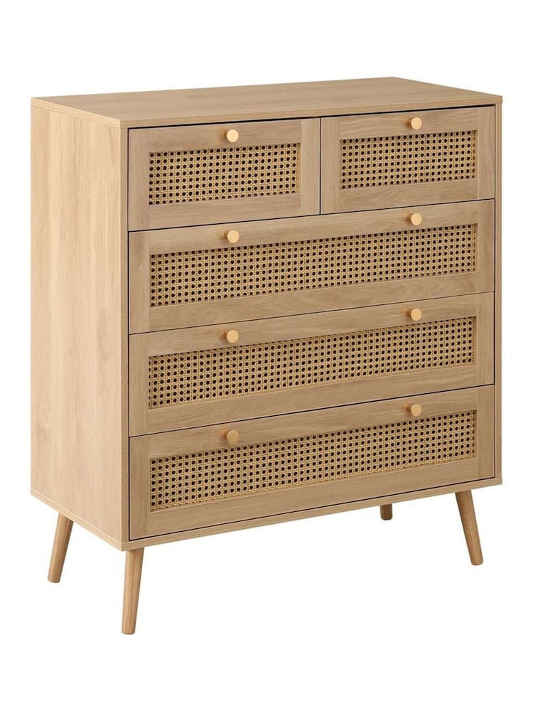 Birlea Brown Croxley 5 Drawer Rattan 5 Drawer Chest - Image 6 of 6