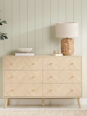 Birlea Oak Herringford 6 Drawer Wide Chest - Image 1 of 5