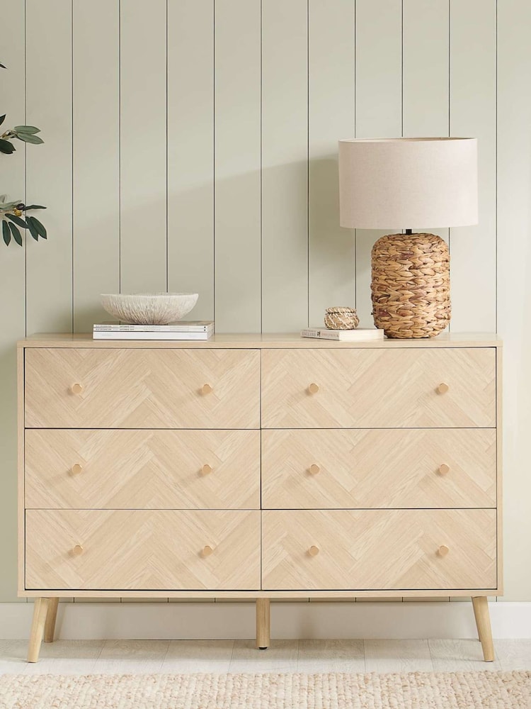 Birlea Oak Herringford 6 Drawer Wide Chest - Image 1 of 5