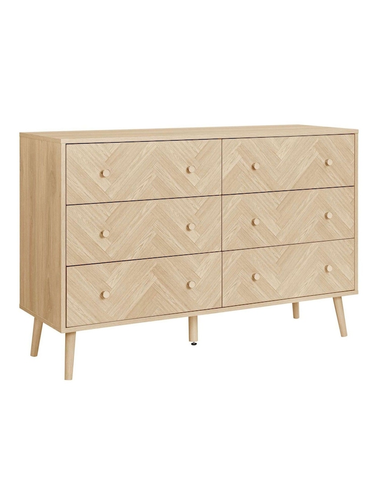 Birlea Oak Herringford 6 Drawer Wide Chest - Image 5 of 5