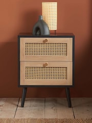 Birlea Black Croxley Rattan 2 Drawer Bedside Table - Image 1 of 4