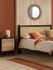 Birlea Black Croxley Rattan 2 Drawer Bedside Table - Image 2 of 4