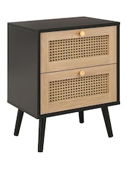 Birlea Black Croxley Rattan 2 Drawer Bedside Table - Image 4 of 4