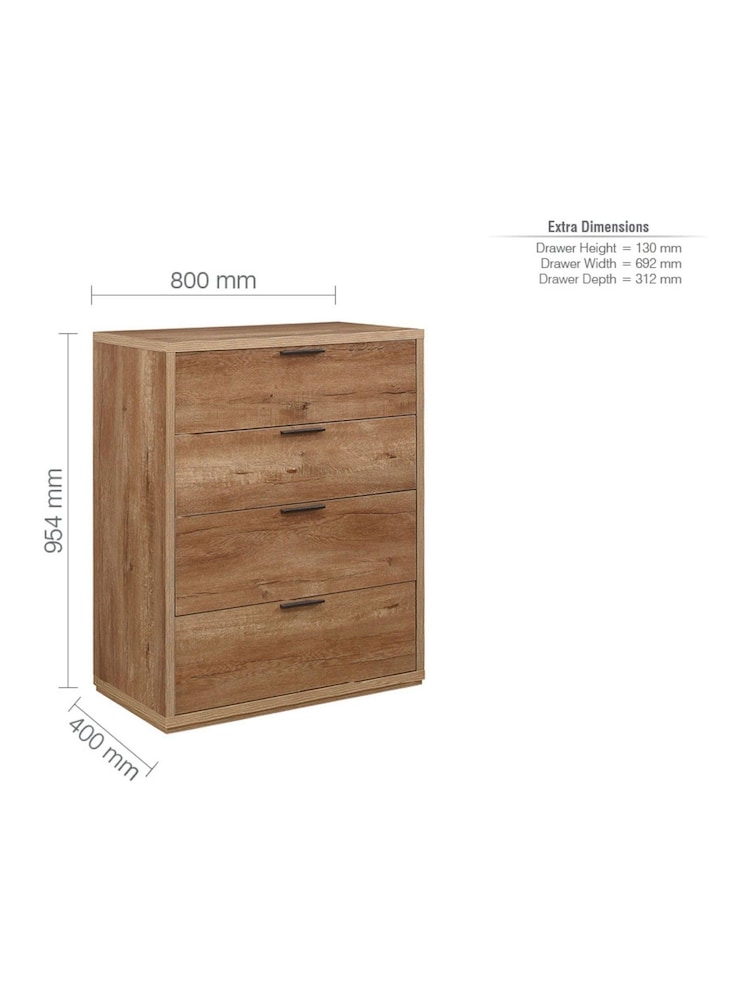 Birlea Oak Stockwell 4 Drawer Chest - Image 3 of 3