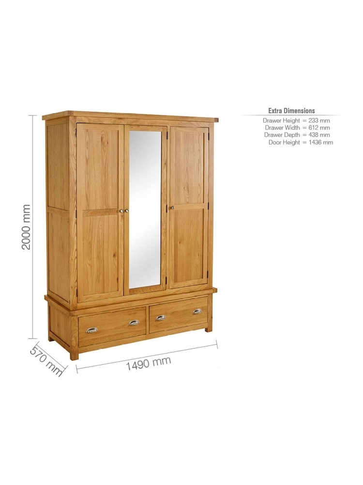 Birlea Brown Woburn Triple, 2 Drawers Wardrobe - Image 3 of 3