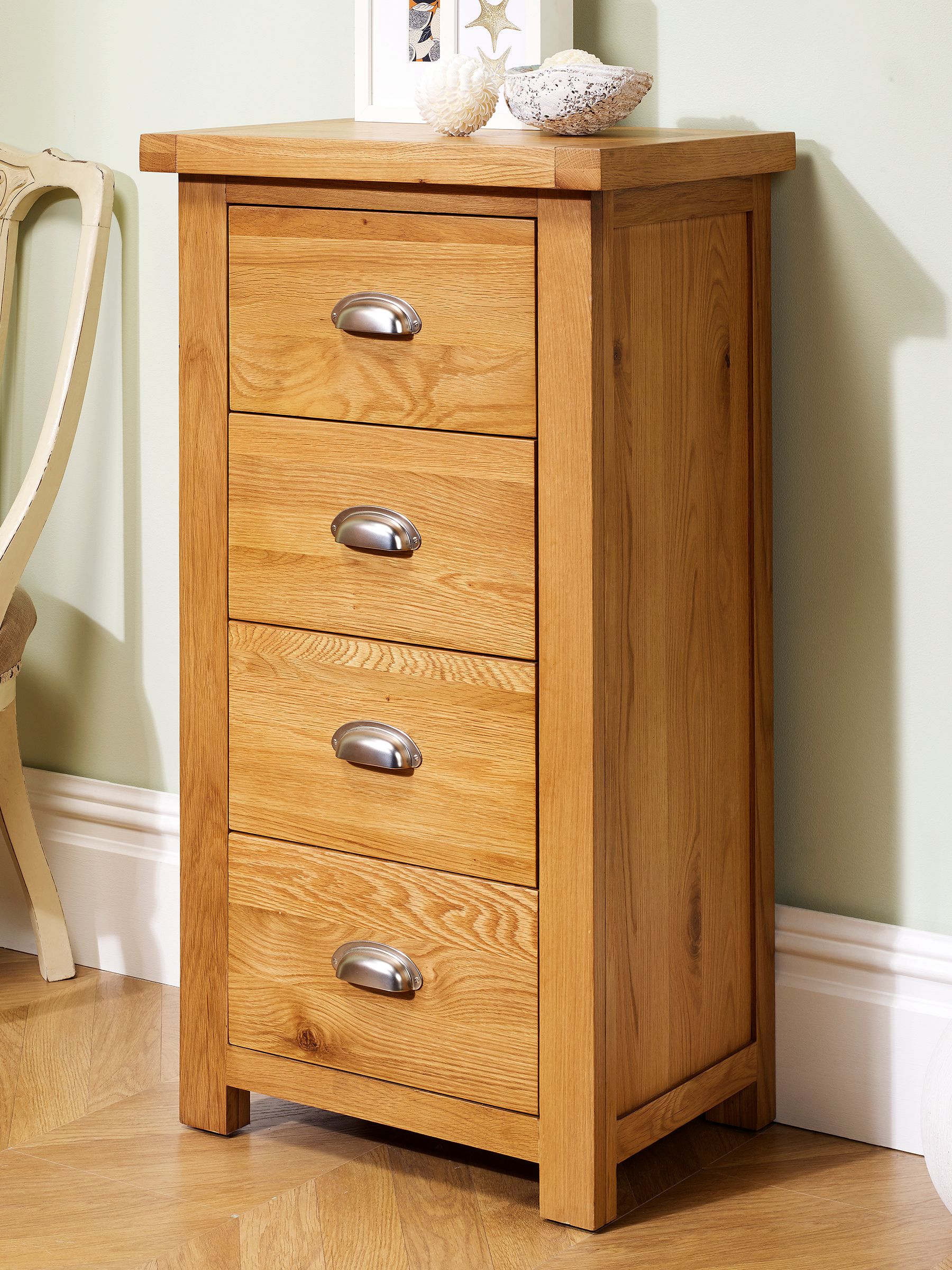 Birlea Woburn 4 Drawer Oak Wooden Narrow Chest of Drawers Assembled - Image 4