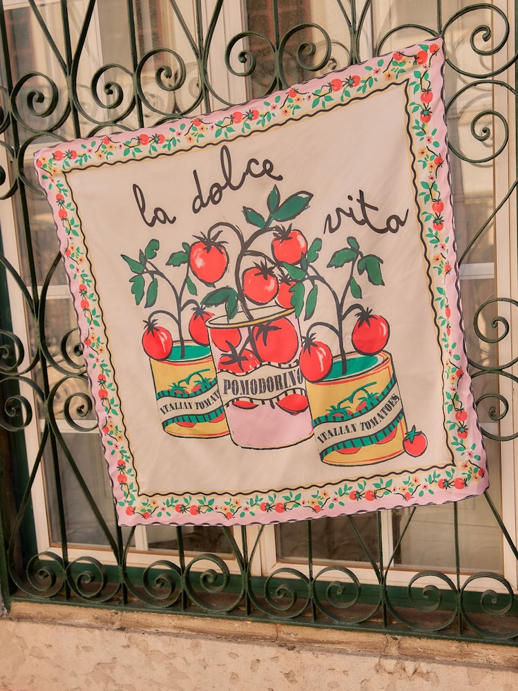Tomato Placement Satin Square Sarf - Image 4 of 4