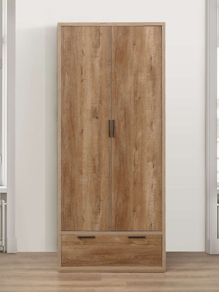 Birlea Brown Stockwell Double, 1 Drawer Wardrobe - Image 1 of 4