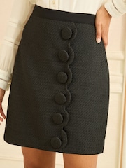 Love & Roses Black Boucle Scallop Mini Skirt - Image 1 of 4