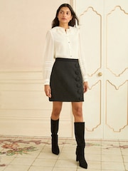 Love & Roses Black Boucle Scallop Mini Skirt - Image 3 of 4