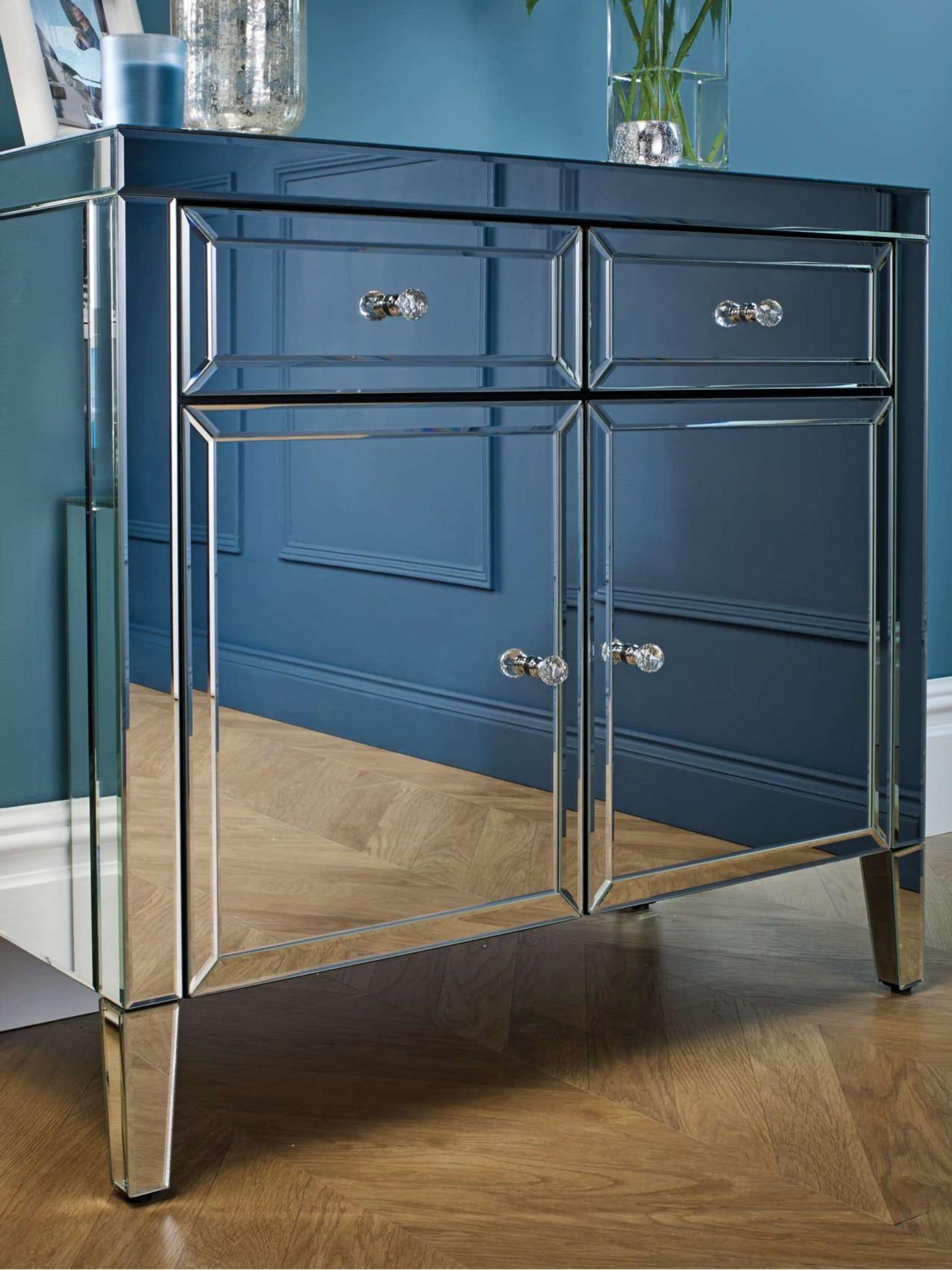 Birlea Mirrored Sideboard Valencia 2 Drawer 2 Door Bevelled Glass Modern in Silver - Image 6