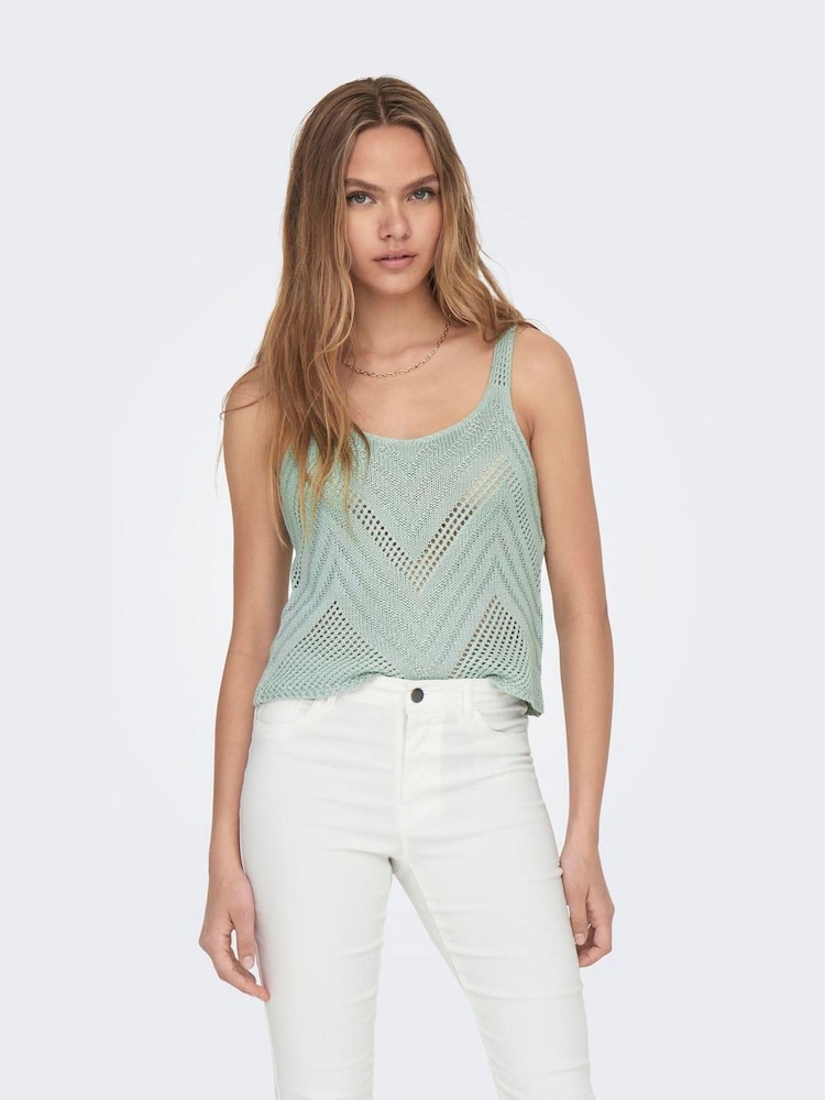 JDY Green Crochet Knitted Vest - Image 2 of 6