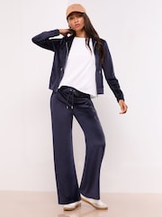 Azul marino - Lipsy Embroidered Velour Zip Through Hoodie - Imagen 2 de 4