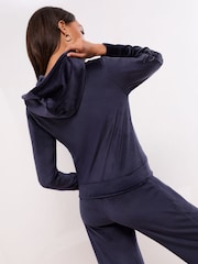Azul marino - Lipsy Embroidered Velour Zip Through Hoodie - Imagen 4 de 4