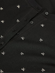 Victoria's Secret Black with Foil Christmas Bows Thermal Short Pyjamas Set - Image 3 of 3