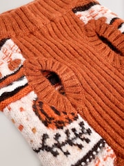 Orange Autumn Cable Knit Dog Jumper With Wool - Image 4 of 5