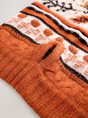 Orange Autumn Cable Knit Dog Jumper With Wool - Image 5 of 5