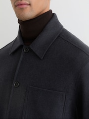 Reiss Navy Cooper Wool-Blend Patch-Pocket Overshirt - Image 4 of 8