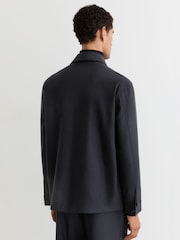 Reiss Navy Cooper Wool-Blend Patch-Pocket Overshirt - Image 6 of 8