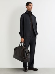 Reiss Navy Cooper Wool-Blend Patch-Pocket Overshirt - Image 7 of 8