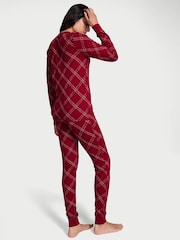 Victoria's Secret Red Lacquer Christmas Tartan Thermal Long Pyjamas Set - Image 2 of 3