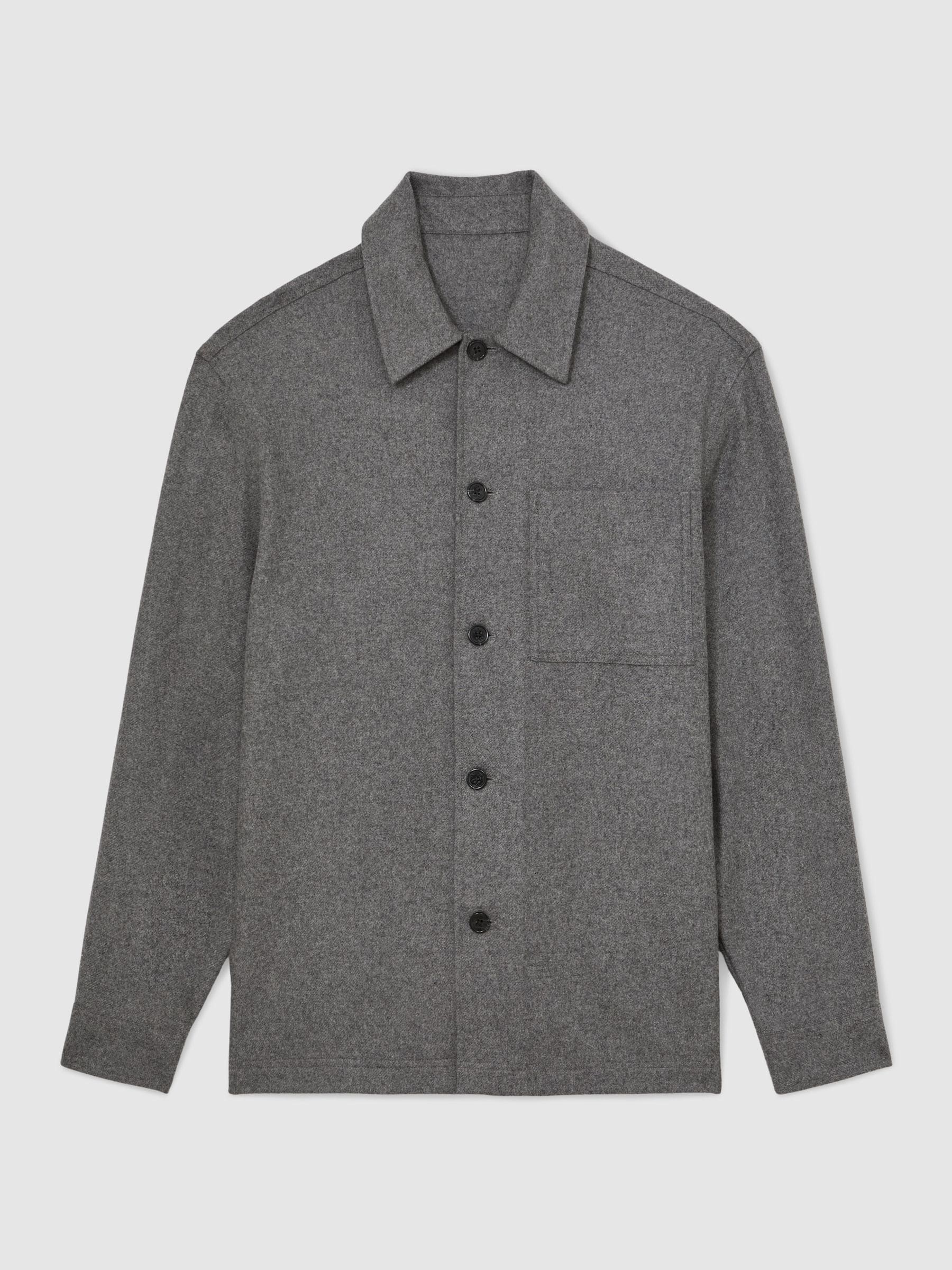 Buy Reiss Soft Grey Cooper Wool-Blend Patch-Pocket Overshirt from