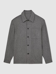Reiss Soft Grey Cooper Wool-Blend Patch-Pocket Overshirt - Image 2 of 6