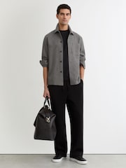 Reiss Soft Grey Cooper Wool-Blend Patch-Pocket Overshirt - Image 4 of 6