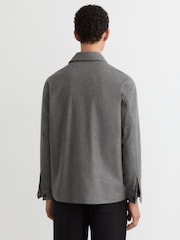Reiss Soft Grey Cooper Wool-Blend Patch-Pocket Overshirt - Image 5 of 6