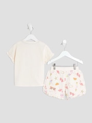 River Island Cream Girls Sunglass 100% Cotton T-Shirt Runner Set - Image 2 of 6