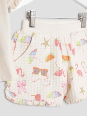River Island Cream Girls Sunglass 100% Cotton T-Shirt Runner Set - Image 4 of 6