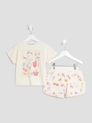 River Island Cream Girls Sunglass 100% Cotton T-Shirt Runner Set - Image 5 of 6