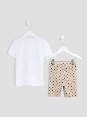 River Island White Girls Bear Monogram T-Shirt Set - Image 2 of 4