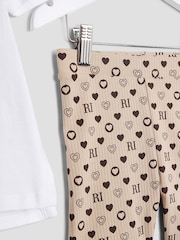 River Island White Girls Bear Monogram T-Shirt Set - Image 3 of 4