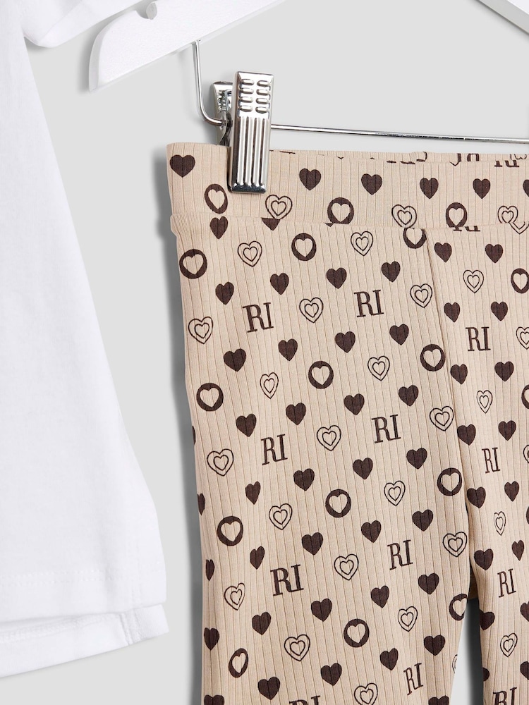 Set tricou cu monogramă și ursuleț pentru fete River Island - Image 3 of 4