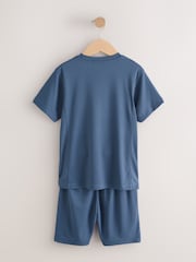 Azul médio - Conjunto de t shirts e shorts esportivos (3-16anos) - Imagem 3 de 8