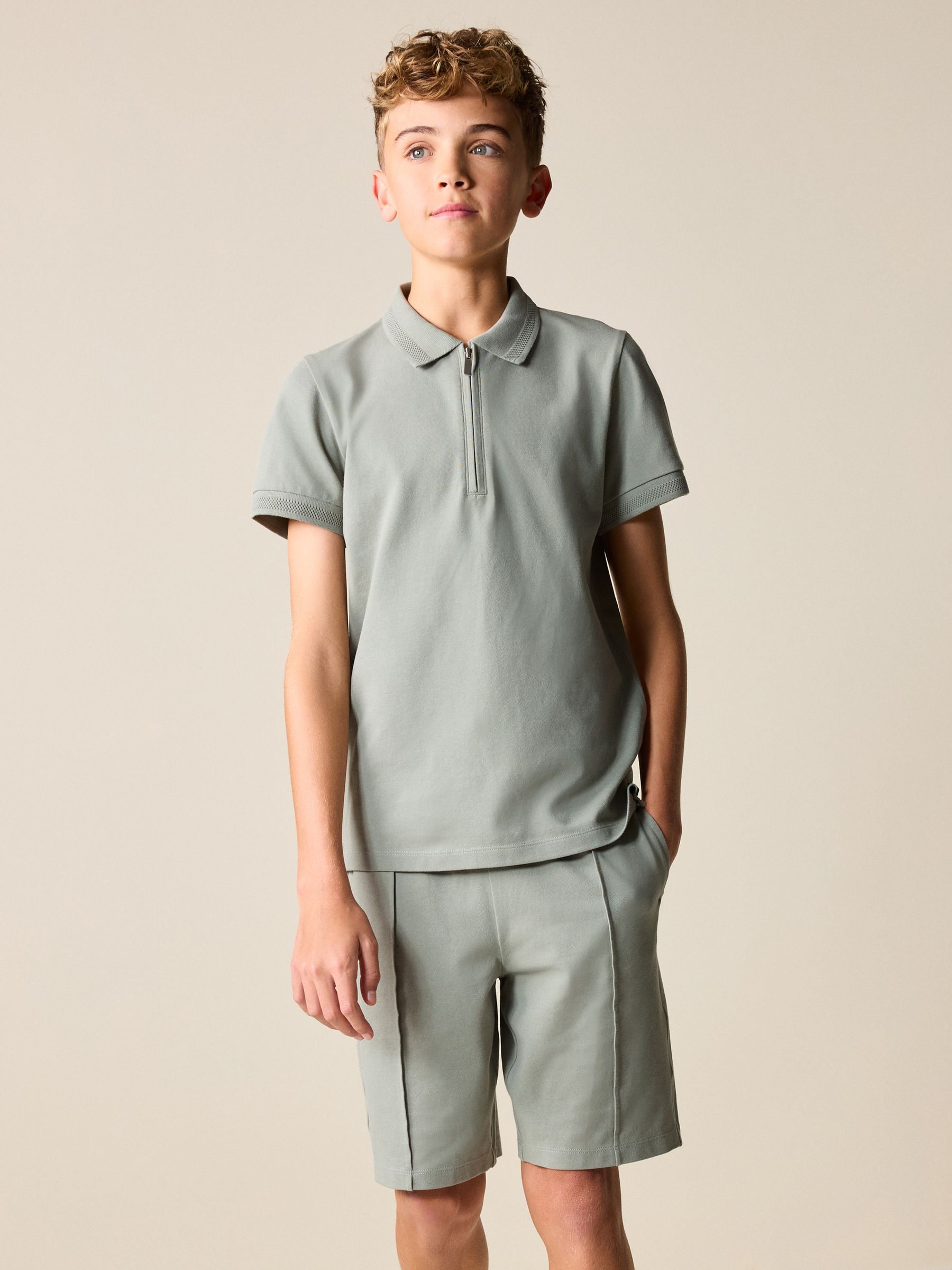 Buy Khaki Green Short Sleeve Polo Shirt and Shorts Set (3-16yrs